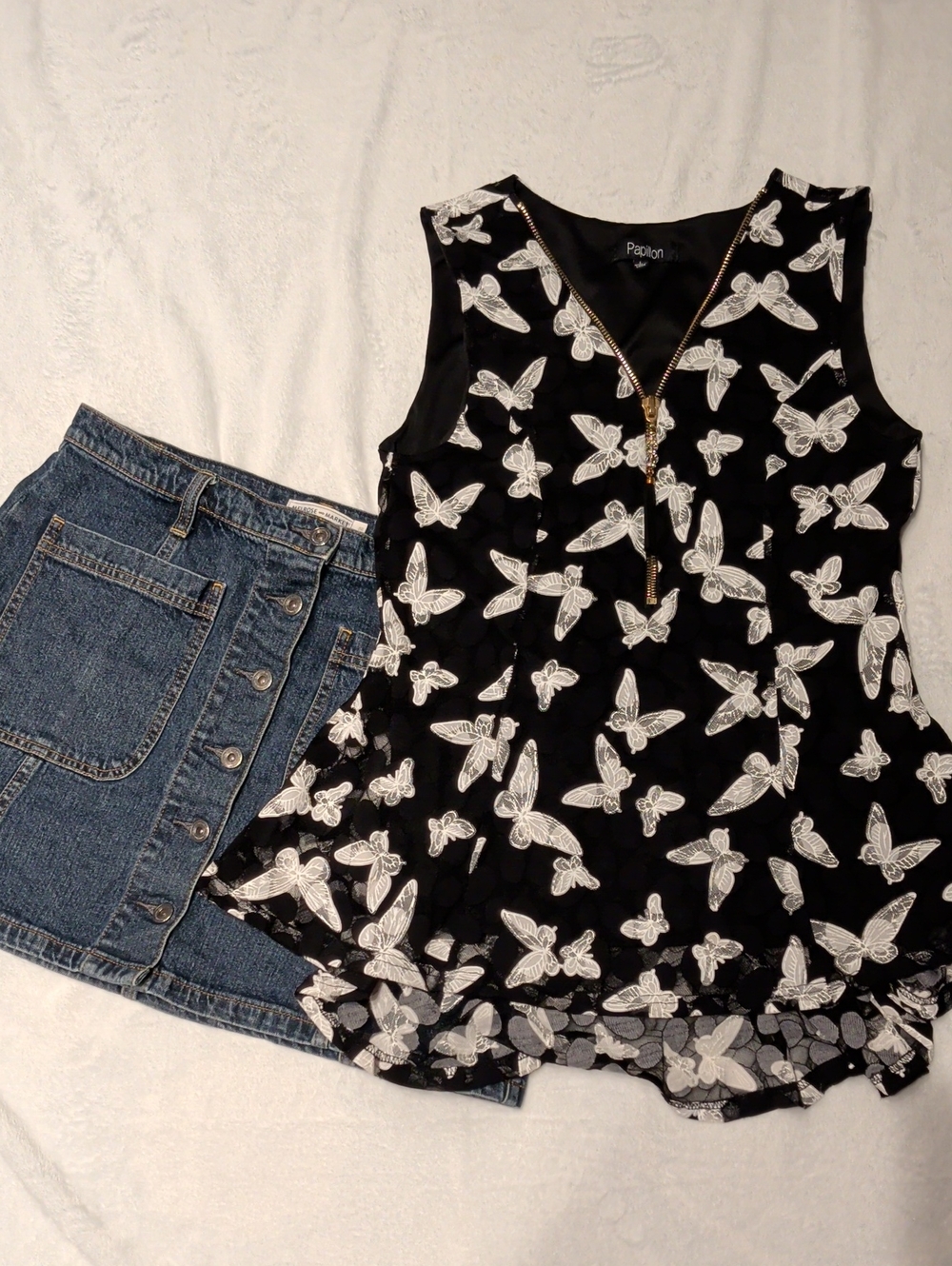 ✨Whimsigoth Fairycore Bundle: Papillon Top (L) & Denim Skirt (32)